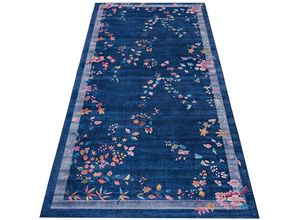 4260731882405 - Läufer FREUNDIN HOME COLLECTION Gloriosa Teppiche Gr B L 80 cm x 200 cm 7 mm 1 St blau (dunkelblau) Kurzflor-Läufer Vintage Design Orient Optik Florales Muster Kurzflor Wohnzimmer