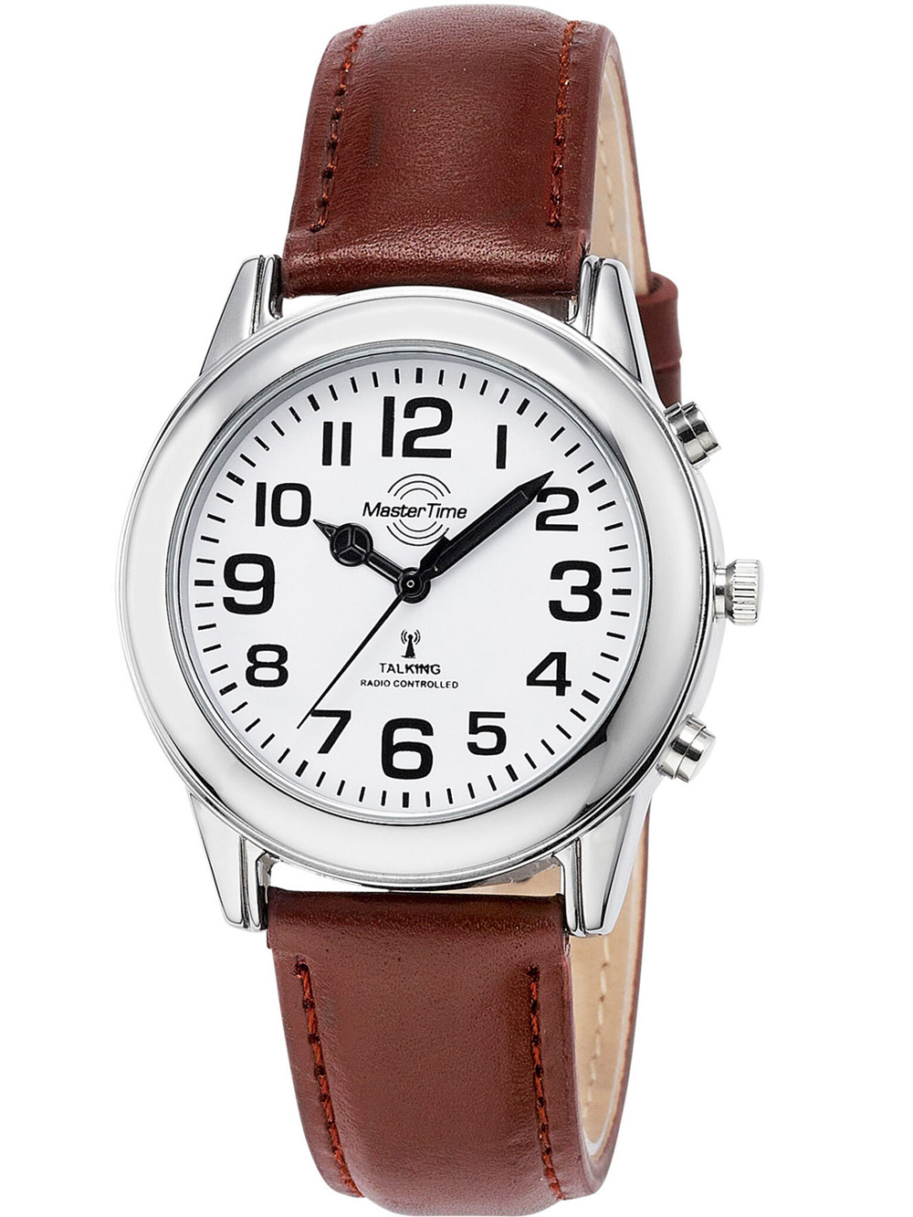 4260736031853 - Funkuhr Sprechende Uhr MTGA-10806-12L Armbanduhren braun Herren Quarzuhren Armbanduhr Quarzuhr Herrenuhr