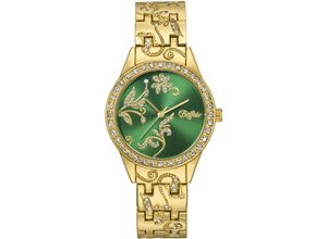 4260736033413 - Quarzuhr BUFFALO Armbanduhren goldfarben Damen Quarzuhren Armbanduhr Damen florale Elemente Glaskristalle