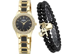 4260736033543 - Quarzuhr BUFFALO Armbanduhren goldfarben (goldfarben schwarz) Damen Quarzuhren Armbanduhr Damenuhr ideal auch als Geschenk