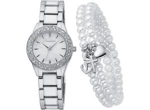 4260736034458 - Quarzuhr ANISTON JEWELRY & WATCHES Armbanduhren silberfarben (silberfarben weiß) Damen Armbanduhr Damenuhr Schmucksteine neue Kollektion