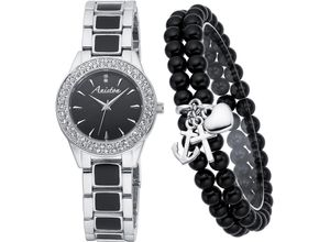 4260736034465 - Quarzuhr ANISTON JEWELRY & WATCHES Armbanduhren silberfarben (silberfarben schwarz) Damen Armbanduhr Damenuhr Schmucksteine neue Kollektion