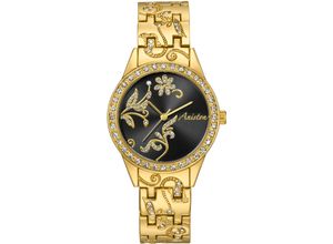 4260736034496 - Quarzuhr ANISTON JEWELRY & WATCHES Armbanduhren goldfarben (goldfarben schwarz) Damen Quarzuhren Armbanduhr Damenuhr Swarovski-Kristalle neue Kollektion