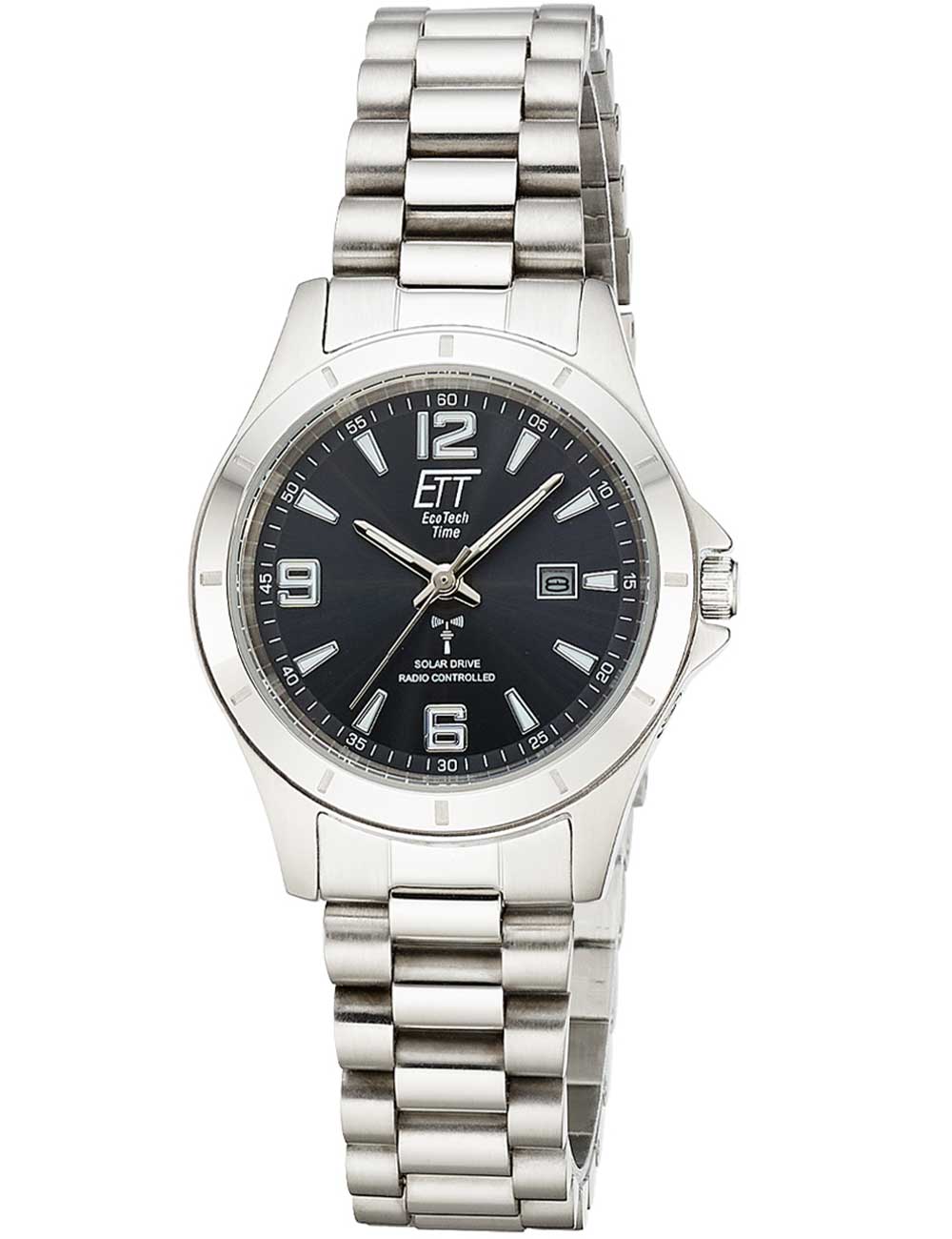 4260736034519 - Funkuhr Goby Lady Armbanduhren silberfarben schwarz Damen Armbanduhr Solar Damenuhr Edelstahlarmband analog