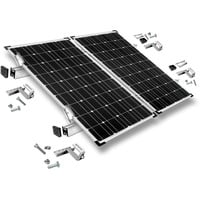 4260737986435 - Befestigungskit mit Dachhaken 3-fach verstellbar (für Dachziegel) für Schrägdachmontage 2 Solarpanele Rahmenhöhe 30mm