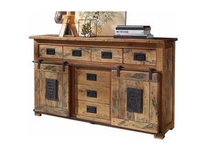 4260740465637 - Sideboard mit 2 Rolltüren Mango massiv 150 cm - EMANUEL - Die Möbelfundgrube