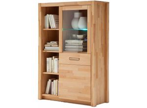 4260740469963 - Massivart ® - Highboard mit 1 Glastür Kernbuche massiv geölt 98 cm - fenja - Die Möbelfundgrube