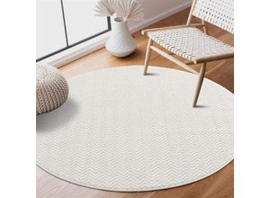 4260745223065 - Teppich CARPET CITY 233-82-FANCY805-R Teppiche Gr Ø 200 cm 12 mm 1 St weiß Esszimmerteppiche