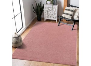 4260745223409 - Teppich CARPET CITY Fancy Teppiche Gr B L 200 cm x 290 cm 12 mm 1 St rosa (rosé) Esszimmerteppiche Kurzflor Einfarbig 3D-Optik Streifen Look