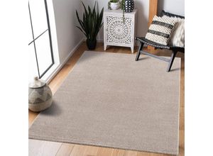 4260745223508 - Teppich CARPET CITY Fancy Teppiche Gr B L 200 cm x 290 cm 12 mm 1 St beige Esszimmerteppiche Kurzflor Einfarbig 3D-Optik Streifen Look