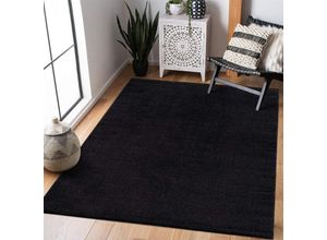 4260745223799 - Teppich CARPET CITY Fancy Teppiche Gr B L 240 cm x 340 cm 12 mm 1 St schwarz Esszimmerteppiche Kurzflor Einfarbig 3D-Optik Streifen Look