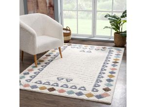 4260745227254 - Hochflor-Teppich CARPET CITY Focus 3034 Teppiche Gr B L 200 cm x 290 cm 20 mm 1 St bunt (mehrfarbig) Esszimmerteppiche Boho-Teppich mit Bordüre bunt besonders weich 3D-Effekt