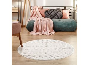 4260745227414 - Teppich CARPET CITY Focus 3382 Teppiche Gr Ø 160 cm 20 mm 1 St beige (creme) Esszimmerteppiche