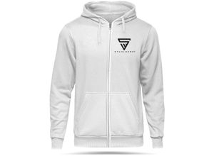 4260746545012 - Hoodie   Kapuzenpullover   Kapuzenpulli   Sweatjacke mit Reißverschluss in Weiß mit Logoprint Größe L