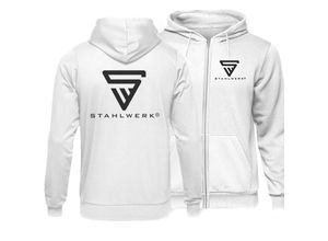 4260746545029 - Hoodie   Kapuzenpullover   Kapuzenpulli   Sweatjacke mit Reißverschluss in Weiß mit Logoprint Größe xl - Stahlwerk