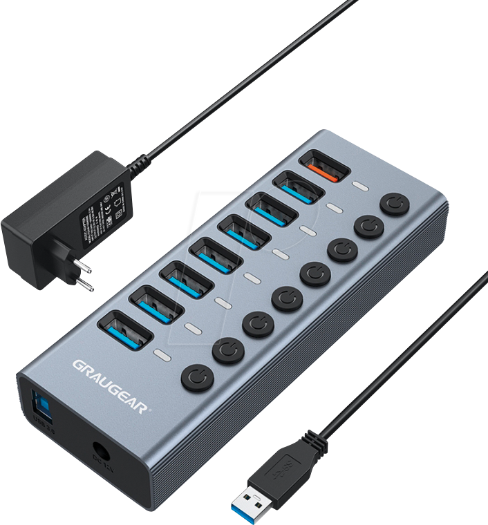 4260746550160 - GrauGear G-HUB71-A 7 Port USB 32 Gen 1-Hub (USB 30) Schwarz