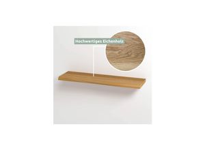 4260750011909 - holz4home® Schwebendes Wandregal aus Massivholz Eiche Natur Geölt 120cm Ohne Baumkante Natur