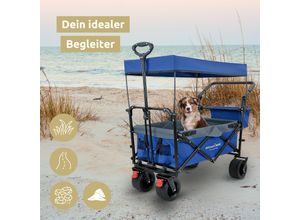 4260750012821 - deluxe4home® Bollerwagen faltbar mit Breiten Reifen und Dach Schwarz Grau