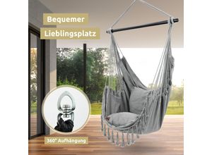 4260750012906 - deluxe4home® Hängesessel mit 2 Kissen Bücherfach und Kuscheldecke Anthrazit