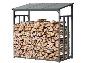 4260750013392 - holz4home® Kaminholzregal Metall für Außen I Anthrazit Pulverbeschichtet I inkl Ofenhandschuh M (14RM 2SRM)