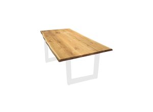 4260750013668 - holz4home® Massivholz Tischplatte aus Eiche mit Baumkante und Aufdopplung am Rand 180 x 100 cm