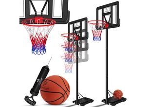 4260751942110 - KESSER® Basketballkorb Premium mit Ständer Rollen Inkl Basketball + Pumpe verstellbare Korbhöhe 230 bis 305 cm höhenverstellbar Korbanlage Outdoor komplett Basketballanlage für Erwachsene Kinder