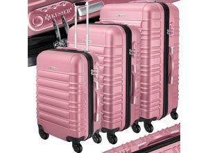 4260751946668 - KESSER® 3tlg Hartschalenkofferset Hartschalenkoffer Reisekoffer Set Reisekofferset Trolley Koffer Inkl Kofferwaage + Gepäckanhänger Rollkoffer Schloss 4 Rollen ABS-Hartschale Teleskopgriff M-L-XL