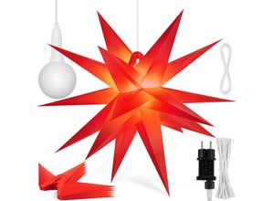 4260751948242 - Leuchtstern 3D led Weihnachtsstern mit Timer für innen und außen Adventsstern Beleuchtet hängend Stern + Warmweiß Licht 100cm   Rot   mit Timer - Rot