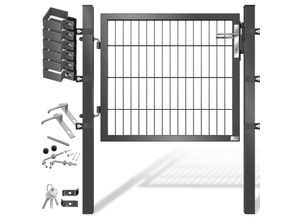 4260751949010 - KESSER® Gartentor Premium Gartentür aus Metall verzinktem Stahl Gartentür für Stabmattenzau Zauntor Hoftor inkl Pfosten mit Schloss Türklinke und Schlüssel