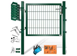 4260751949089 - KESSER® Gartentor Premium Gartentür aus Metall verzinktem Stahl Gartentür für Stabmattenzau Zauntor Hoftor inkl Pfosten mit Schloss Türklinke und Schlüssel