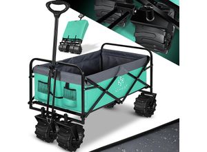 4260751949195 - KESSER® Bollerwagen faltbar mit Breite Reifen Handwagen Transportkarre Gerätewagen inkl 2 Netztaschen klappbar Kunststoff-Reifen bis 120 kg Tragkraft transportwagen Gartenanhänger