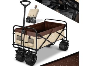 4260751949201 - KESSER® Bollerwagen faltbar mit Breite Reifen Handwagen Transportkarre Gerätewagen inkl 2 Netztaschen klappbar Kunststoff-Reifen bis 120 kg Tragkraft transportwagen Gartenanhänger