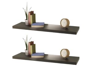 4260752834261 - - 2 Stück Hängeregal Wandregal mdf schwarz 100cm -MWR107-Schwarz-2er