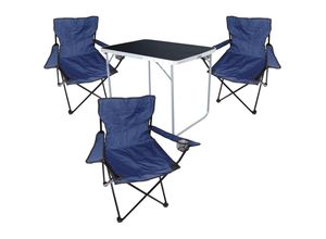 4260752837828 - - 4-tlg Campingsessel Blau + Campingtisch-MMC330870B+3xMPO2431