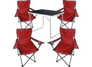 4260752838122 - - 5-tlg Campingsessel Rot + Campingtisch-MMC330870B+4xMPO2455