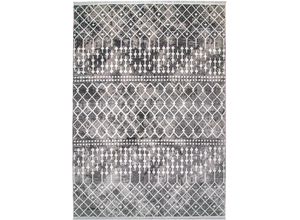 4260753127478 - Teppich RESITAL THE VOICE OF CARPET Oslo 2230 Teppiche Gr B L 120 cm x 170 cm 12 mm 1 St grau Fransenteppich Esszimmerteppiche Kurzflor Rauten Muster mit Fransen