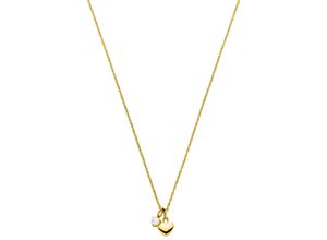 4260754070575 - Kette mit Anhänger Schmuck Geschenk Herz und Solitär 2149-Necklace-Brave Halsketten Gr Edelstahl Länge 55 cm goldfarben (gelbgoldfarben kristallweiß) Damen mit Zirkonia (synth)