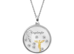 4260756383468 - Kette mit Anhänger ENGELSRUFER Glaslinse Engel ERN-LENS-ANGEL-BIG Halsketten Gr Silber 925 (Sterlingsilber)-Glas Länge 50 cm Breite 142 mm goldfarben (silberfarben gelbgoldfarben kristallweiß) Damen Made in Germany - mit Zirkonia (synth)