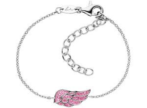 4260756383543 - Armband HERZENGEL Glitzerflügel HEB-GLITTERWING Armbänder Gr Silber 925 (Sterlingsilber) bunt (silberfarben rosa) Mädchen Made in Germany