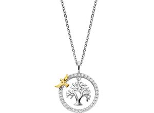 4260756383611 - Kette mit Anhänger ENGELSRUFER Lebensbaum Vogel ERN-LILTREE-ZI-BIG Halsketten Gr Silber 925 (Sterlingsilber) Länge 50 cm Breite 133 mm goldfarben (silberfarben gelbgoldfarben kristallweiß) Damen Made in Germany - mit Zirkonia (synth)