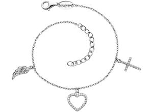 4260756383680 - Armband ENGELSRUFER Glaube Liebe & Hoffnung ERB-FLH-ZI Armbänder Gr Silber 925 (Sterlingsilber) silberfarben (silberfarben kristallweiß kristallweiß) Damen Made in Germany - mit Zirkonia (synth)