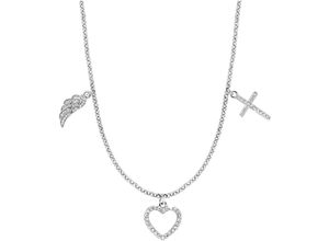 4260756383697 - Kette mit Anhänger ENGELSRUFER Glaube Liebe und Hoffnung ERN-FLH-ZI Halsketten Gr Silber 925 (Sterlingsilber) Länge 50 cm Breite 142 mm silberfarben (silberfarben kristallweiß) Damen Made in Germany - mit Zirkonia (synth)