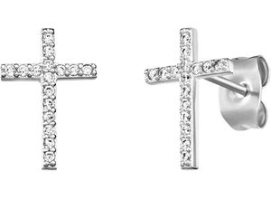 4260756383734 - Paar Ohrstecker ENGELSRUFER Kreuz ERE-LILCROSS-ZI-ST ERE-LILCROSS-ZI-STG Ohrringe Gr Silber 925 (Sterlingsilber) silberfarben (silberfarben kristallweiß kristallweiß) Damen Made in Germany - mit Zirkonia (synth)