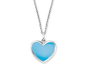 4260756385172 - Kette mit Anhänger HERZENGEL Schmuck Geschenk Little Heart Herz HEN-HEART-06 HEN-HEART-13 Halsketten Gr Silber 925 (Sterlingsilber) Länge 42 cm Breite 125 mm bunt (silberfarben blau) Mädchen Mädchenschmuck mit Emaille