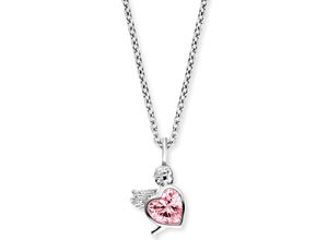 4260756385202 - Kette mit Anhänger HERZENGEL Schmuck Geschenk Little Heart Schutzengel Herz HEN-ANGEL-HEART-ZIM Halsketten Gr Silber 925 (Sterlingsilber) Länge 42 cm Breite 125 mm bunt (silberfarben rosa) Mädchen Mädchenschmuck mit Zirkonia (synth)