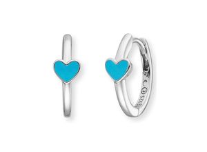 4260756385226 - Paar Creolen HERZENGEL Schmuck Geschenk Little Heart Herz HEE-HEART-06-CR HEE-HEART-13-CR Ohrringe Gr Silber 925 (Sterlingsilber) bunt (silberfarben blau) Mädchen mit Emaille