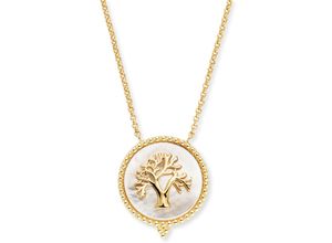 4260756385257 - Kette mit Anhänger ENGELSRUFER Schmuck Geschenk Lebensbaum ERN-LILTREE-PE ERN-LILTREE-PE-G Halsketten Gr Silber 925 (Sterlingsilber) Länge 50 cm Breite 133 mm weiß (gelbgoldfarben perlmuttfarben) Damen Ketten mit Anhänger Perlmutt