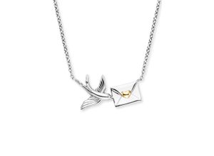 4260756385295 - Kette mit Anhänger ENGELSRUFER Schmuck Geschenk Schwalbe und Liebespost ERN-LETTER-BIRD-BIG Halsketten Gr Silber 925 (Sterlingsilber) Länge 44 cm Breite 133 mm goldfarben (silberfarben gelbgoldfarben) Damen Ketten mit Anhänger