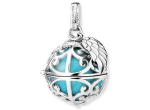 4260756385431 - Ketten-Anhänger ENGELSRUFER Schmuck Geschenk Relaunch mit Flügelanhänger ER-23 Schmuckanhänger Gr S Silber 925 (Sterlingsilber)-Messing 695 g blau (silberfarben perlmuttfarben türkis) Damen Anhänger