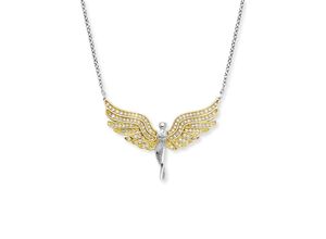 4260756386957 - Kette mit Anhänger ENGELSRUFER Schmuck Geschenk X-Mas Special Engel ERN-FLYANGEL-ZI-BIG  -ZIBL Halsketten Gr Silber 925 (Sterlingsilber) Länge 44 cm Breite 133 mm goldfarben (silberfarben gelbgoldfarben kristallweiß kristallweiß) Damen Ketten mit Anhänger